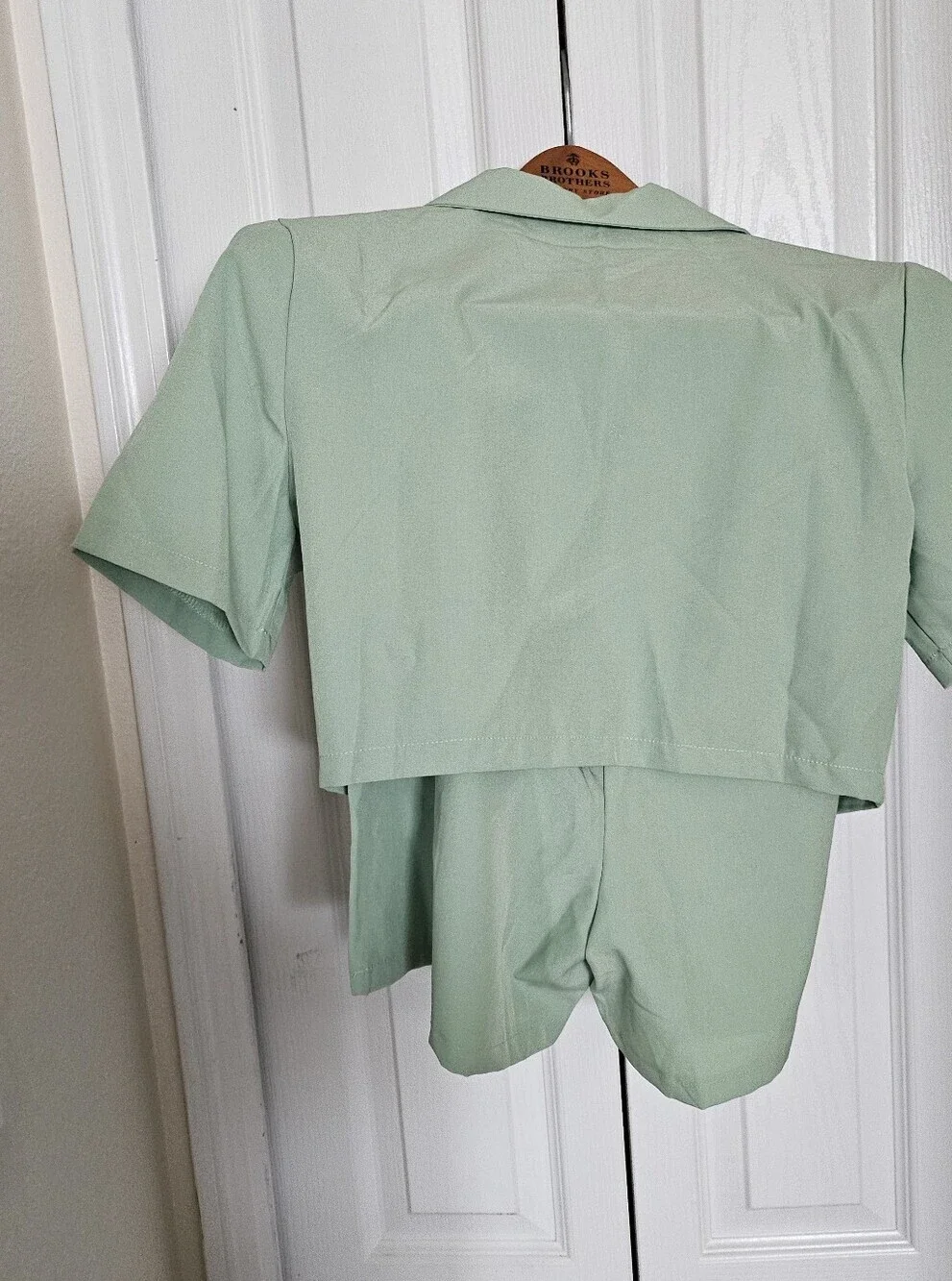 SHEIN Women 2Piece Mint Green Crop Blazer & High Waist Shorts Set SizeS.
